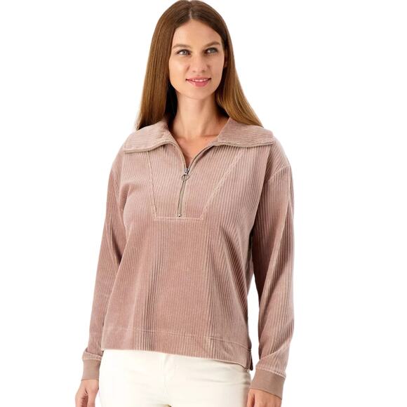 Encore by Idina Menzel Half-Zip Corded Velour NWT Size Large - Picture 1 of 1